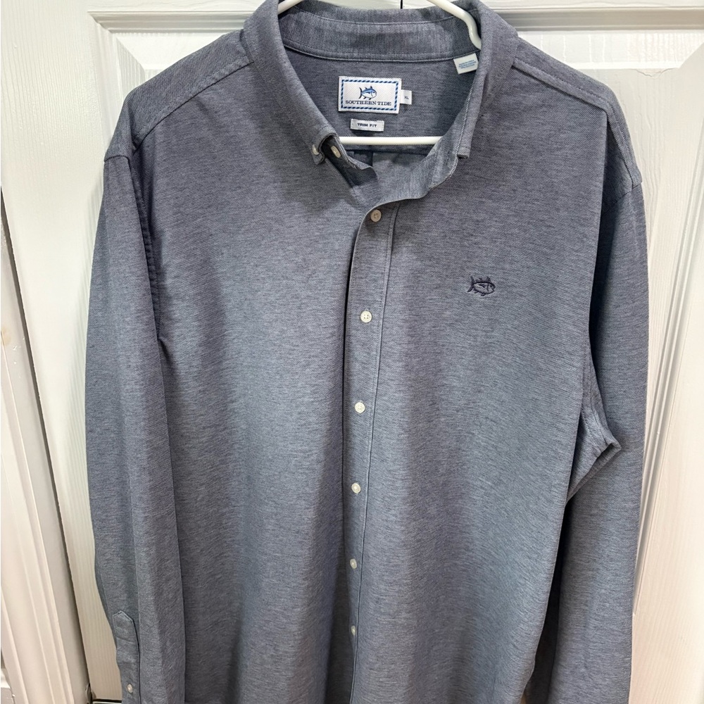 Southern Tide Men's Heather Grey Button-Down Shirt - Sz XL Trim Fit